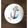 White GREY ANCHOR BROWN ROPE WHITE CERAMIC KITCHEN CABINET DRESSER KNOB DECOR