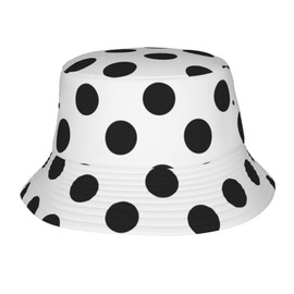 GYLILI Polka Dot Black White Bucket Hat for Women and Men Packable Travel Summer Sun Beach Golf Fishing Cap - Fashion Fun Outdoor Fisherman Boonie Hat