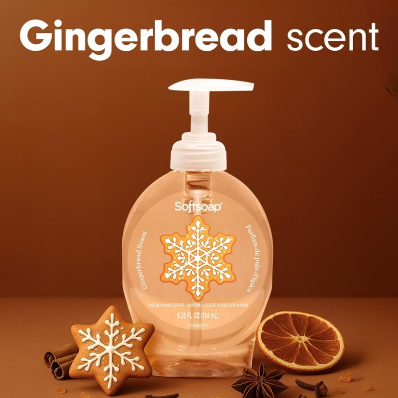 Softsoap Holiday Limited Edition Hand Soap Set, 6 Bottles, Gingerbread,