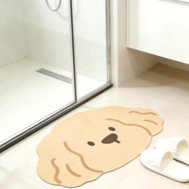 Tyrafry Cute Animals Bath Mat Quick Dry and Absorbent Microfiber, Non-Slip Thin Bath Rug, Lovely Floor Mat for Bathroom, Shower, Sink Side, Brown Dog, 17"x25"