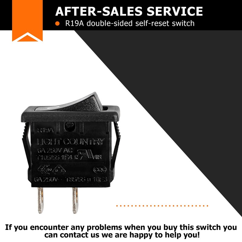 R19A T85U Rocker Switch 2 Pins 2 Position 6A 125/250VAC,