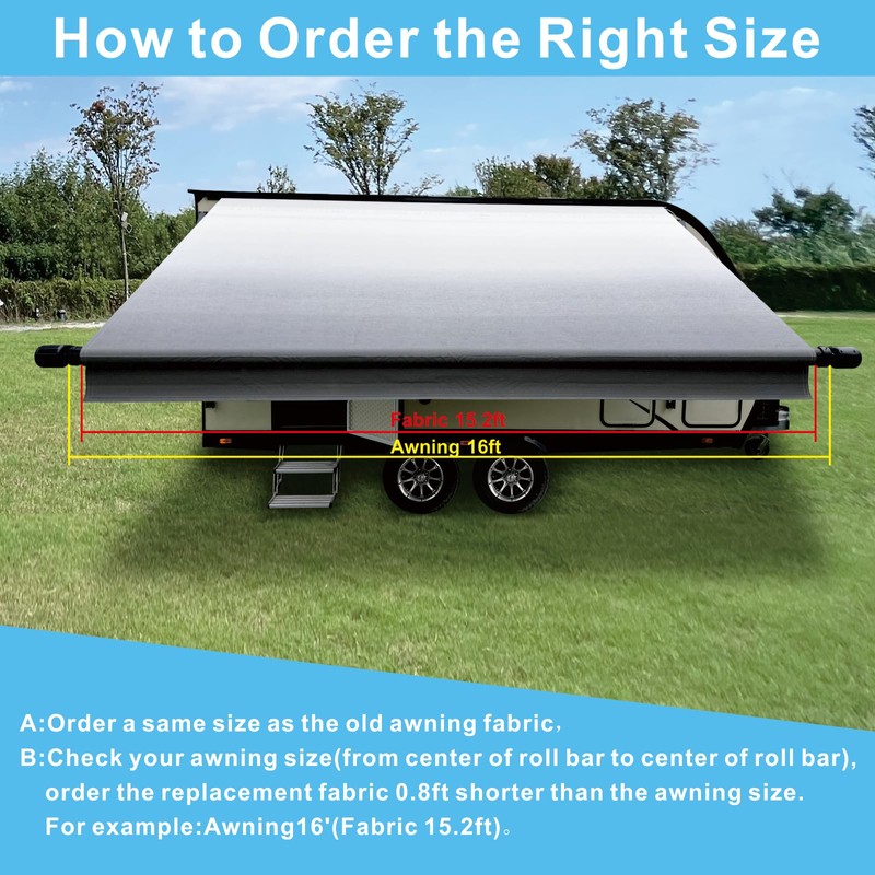Dulepax RV Awning Fabric Replacement(9'2" Fabric) Heavy Duty 16 oz