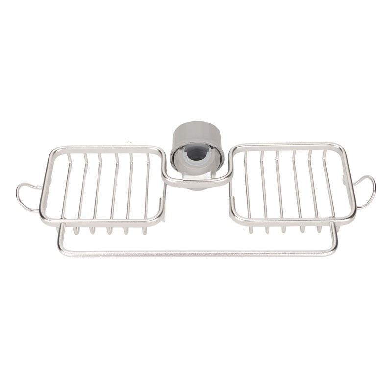 Faucet Storage Shelf Aluminum Plastic Two Containers with Towel Rod