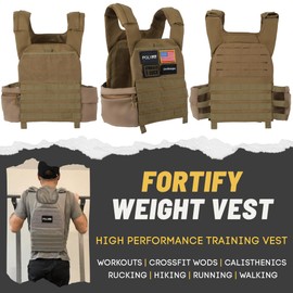 Polyfit (Fortify) Weighted Vest for Strength and Endurance Training, Fitness Workouts, Running, WODs - TAN