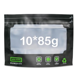 10 x 85 g Reusable Storage Bags, Airtight Storage Bags with Odour Control + UV Protection, 25 x 20 cm Bag with Integrated Moisture Control (58-62%)