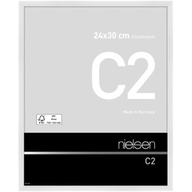 nielsen C2 Photo Frame, 24x30cm White Aluminium Picture Frame with Protective Float Glass and Push and Turn Clips - White Polished