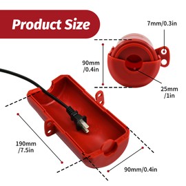 HiLKCO Industrial Grade Plug Lockout Device for 110-220V Power Cords - Polypropylene Lockout Tagout Kit with Safety Locking Holes, OSHA Compliant for Indoor, Outdoor, Factory & Home Use Large