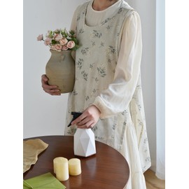 Nanxson Women's Cotton Linen Apron Cooking Apron Printed Kitchen Apron with 2 Pockets for Garden Beacons Painting, White