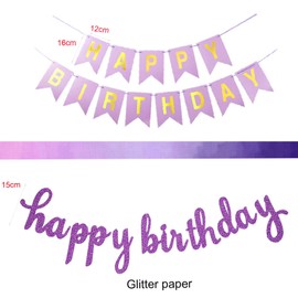 Ohighing Happy Birthday Purple Birthday Party Decoration Set Birthday Garland Balloons Purple Balloons 6 Pompoms Birthday Decoration Girls