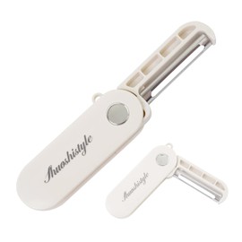 Foldable Peeler with Sharp Stainless Steel Blade, Compact Size for Travel, Camping, Kitchen (White)
