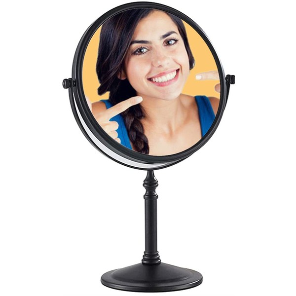 Gecious Espejo de maquillaje negro 1X/10X última intervensión de pie