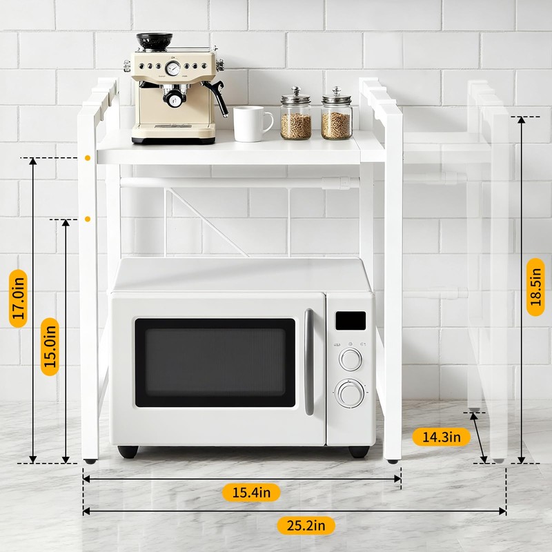 Kaixin Rabbit Extensible Microwave Oven Stand, Adjustable Metal Storage Shelf,
