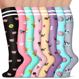 8 Pairs Compression Socks - Compression Socks Women & Men Circulation - Best for Medical, Running, Athletic, Flight, Travel