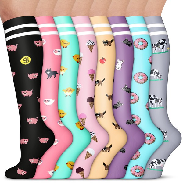 8 Pairs Compression Socks - Compression Socks Women & Men