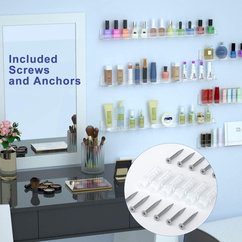 FEMELI 24 Inch Nail Polish Wall Rack: 6 Shelves Clear