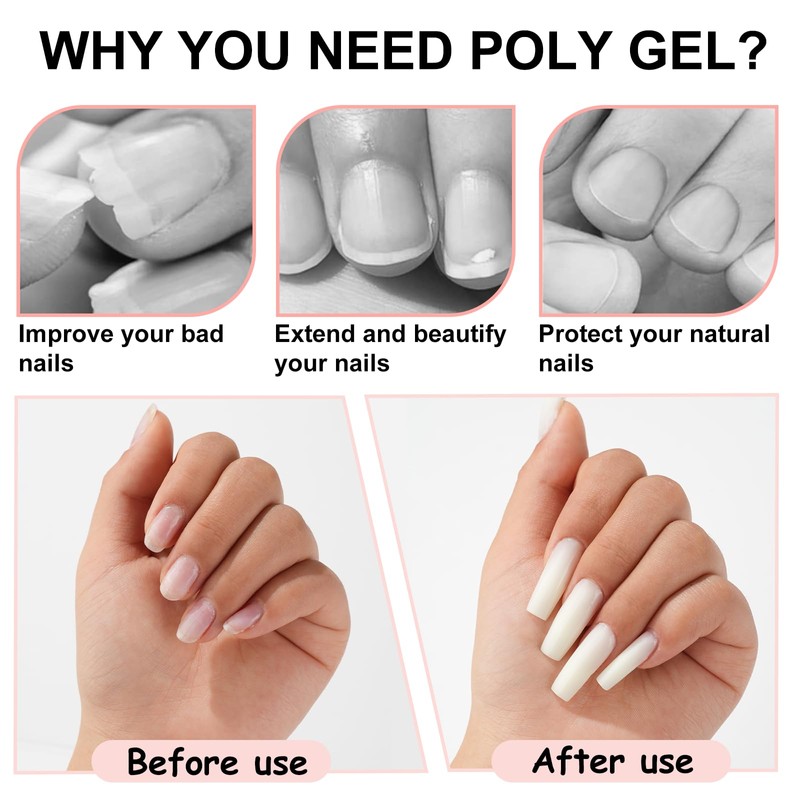 EODCI Polygel Rosa Nägel Poly Gel Farben Starter 60g, Rosa