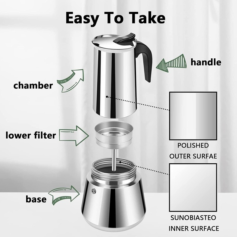 Vaolvpant 12Cup Big Belly Moka Pot Percolator Italian 600ML 20oz