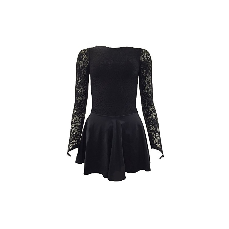 Starlite Black Zoe Dance Dress with Lycra Skirt for Girls,