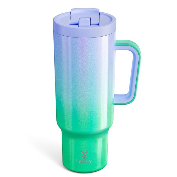 Meoky 40 oz Tumbler with Handle and Flip Straw, 100%