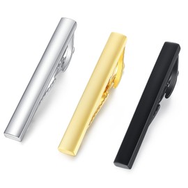 HONEY BEAR 1.57" 3pcs Set Mens/Boys Skinny Tie clips Set Bar for Narrow Tie for Business Wedding Gift 4cm