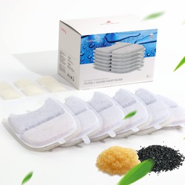6 Pack Cat Water Fountain Filter & 6 Pack Pump Sponges Replacement, Filter for 135 fl oz/4L Cat Water Fountain (YPD-C004P, YPD-C004S)