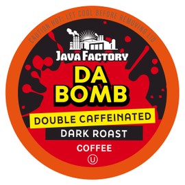 Java Factory High Caffeine Coffee Pods, Da Bomb Dark Roast, 40 Count - Compatible with K Cup Brewers 2.0, Extra Caffeine for a Strong Start to Your Day