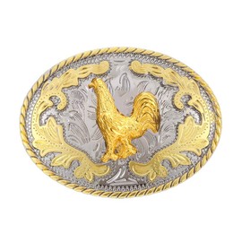 Tochispa Man's Western Belt Buckle Cowboy Rodeo Gold Belt Buckle for Men and Women, Oval Rooster, Small