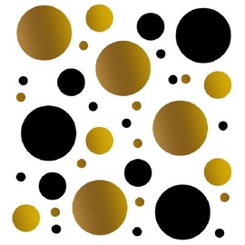 Polka Dot Wall Decals - 300 Assorted Dot Stickers - Girls Room Wall Decor Stickers, Wall Dots, Vinyl Circle Peel & Stick DIY Bedroom, Playroom, Kids Room, Baby Nursery Toddler Decoration (Black/Gold)