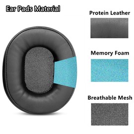 TaiZiChangQin Replacement Ear Pads Compatible with Pioneer SE-MS9BN SE-MS7BT SE-MS5T Headphones Protein Leather Cushion Memory Foam Black