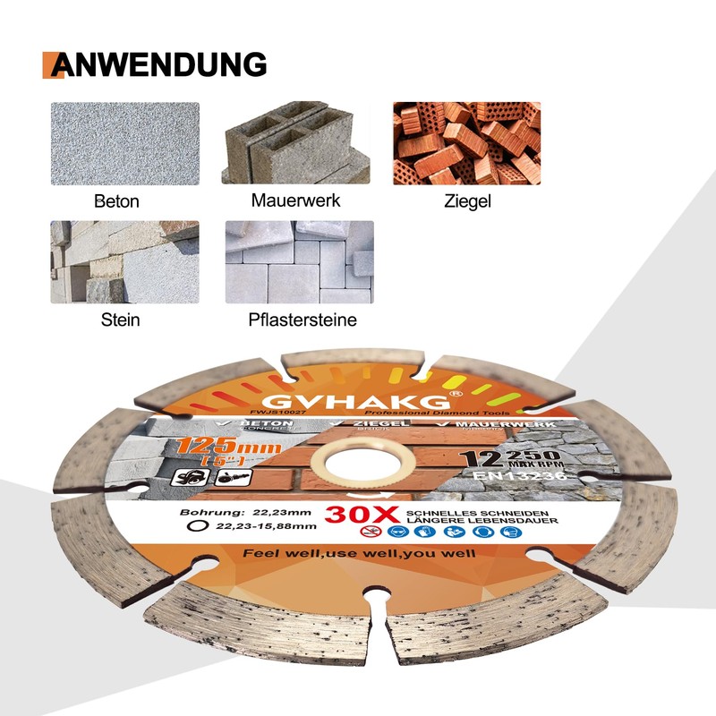GVHAKG Diamond Cutting Disc 125 mm, Diamond Disc for Concrete
