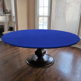 CAIT CHAPMAN HOME COLLECTION Blue Felt Game Table Cover Fitting 62"-66" Diameter Round, Hexagon or Octagonal Tables