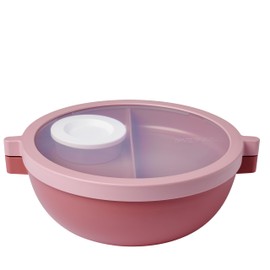 Mepal - Bento Vita Bowl - Lunch Box with Compartments - Extra Dressing Lid & Tray - Bento Box - Salad Box To-Go - 1500 ml - Vivid Mauve
