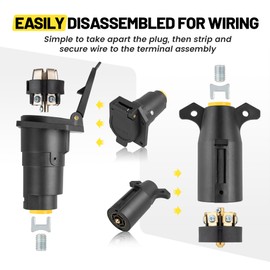Oyviny 7 Pin Trailer Connector Male & Female, 7 Way Female and Male Trailer Plug Splice Kit, RV 7 Blade Trailer Receptacle for RV Boat 6-24V