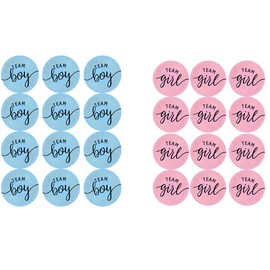 Stickers for Gender Reveal, 48 Pieces, Bright Color with Golden Glitter Letters, Team Boy and Team Girl, Baby Shower Decorations, Party Supplies by [Brand]