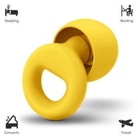 Noise Canceling Earplugs for Sleep and Concentration– New Flexible Earplugs for Better Attenuation–2 Pair Reusable –Deal for Side Sleepers &Noise Sensitive Person – 27dB Noise Cancellation–Yellow