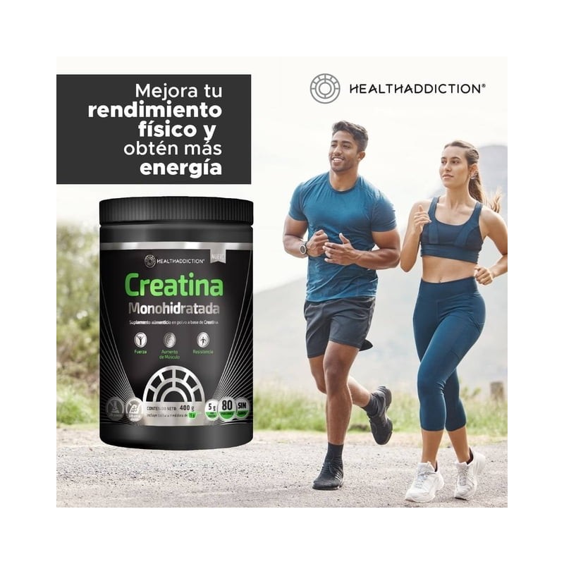 Suplemento alimenticio Healthaddiction Polvo de creatina monihidrata 400g