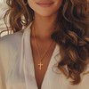 Aidomiya Cross Necklace for Women 14K Gold Cross Necklaces for