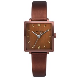LANZOOM Women's Brown Silk Satin Leather Strap Square Dial Watch - Gift for Holidays and Special Occasions for Mom, Wife, or Girlfriend.
