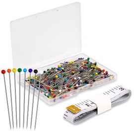 sebudion 300 pcs Sewing Pin, 38 mm Straight Pins,Coloured Heads Quilting Pins, 8 Colors Dressmaking Pin with Tape Measure, Storage Case for Jewelry DIY, Sewing, Dressmaking, Crafts