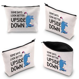 Cartoon Donkey Quote Makeup Bag Some Days Look Better Upside Down Donkey Gifts for Donkey Lovers Positivity Gift (Upside Down ku)