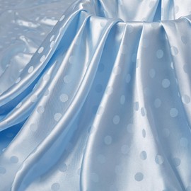 MaiMaiSuan 60’’ Wide Light Blue Polka Dot Satin Jacquard Fabric by The Yard Soft Shiny Silky Satin Fabric for Sewing, DIY Crafts, Costumes,Decoration,Bridal Dress,1 Yard
