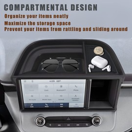 Muslogy Dashboard Storage Organizer Tray Compatible with Ford Maverick 2024 2022-2023 & Hybrid XL XLT Lariat Accessories Dash Insert Tray Behind Screen Won't Fit 2025 Maverick (Black)
