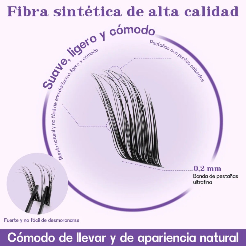 Kit De Extensión De Pestañas Postizas Diy 8-16mm Y Pegamento