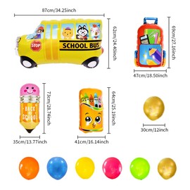 Back to School Balloons,13 PCS First Day School Party Balloons,Welcome Back Pencil Schoolbag Crayon Box Schoolbus Helium Balloons Pack For First Day of School Classroom Party Decorations