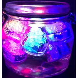 LHKJ 12 Pcs Flashing LED Ice Cubes Light Multi-Color Love Heart Liquid Sensor Changing Blinking Event Party Decoration