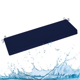 downluxe Outdoor Bench Cushion Waterproof, 59 x 18 Inch Patio Furniture Cushions with Adjustable Ties & Portable Handle, Porch Swing Cushions, Bench Cushions for Outdoor Furniture, Navy