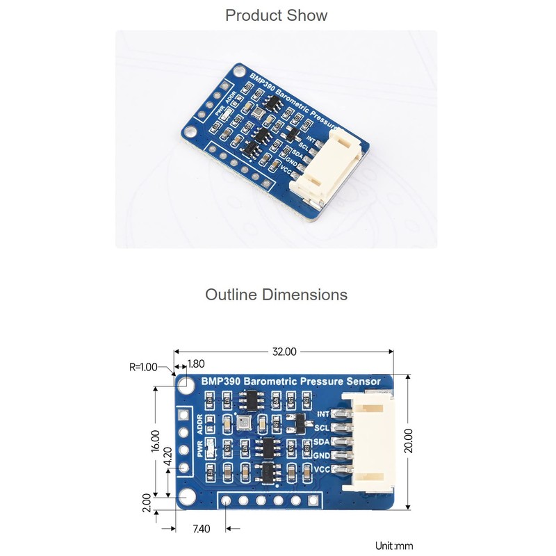 BMP390 High Precision Barometric Pressure Sensor for Raspberry Pi 4B+