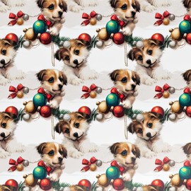 Dog & Ornaments Wrapping Paper Christmas Veterinary Staff Animal Lover Exclusive Graphic Veterinarian Vet Tech Nurse Assistant Gift Wrap Present Gift Clinic Rescue Pet Lover (30" x 72")