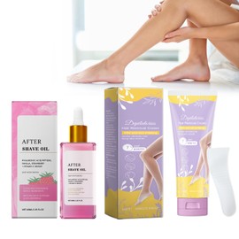 Hair Removal Cream Sanfte Enthaarungscreme 100 g Haarentfernungscreme mit Spatel und 40 ml Pflegeöl, Ideal für Intimbereich und Empfindliche Haut, Schnelle Haarentfernung, Schmerzfrei und Effektiv