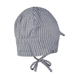 Sterntaler Peaked Cap Neck Stripes – Boys Hat Made of Seersucker – UV Protection 50+ Summer Hat with Neck Protection – Sun Hat – Baby and Children's Headgear for Tying, blue, 37